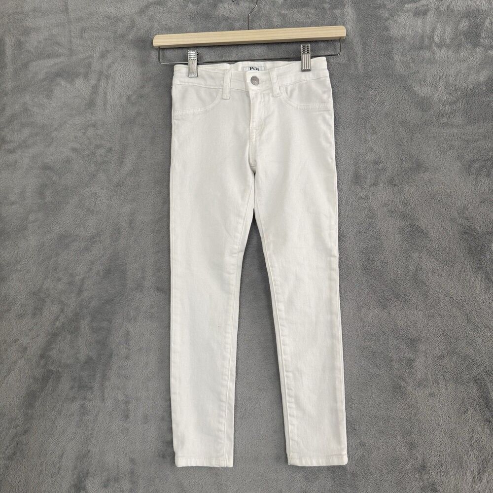 Polo Ralph Lauren Aubrie Denim Leggings Girls 7 White Stretch Jeggings
